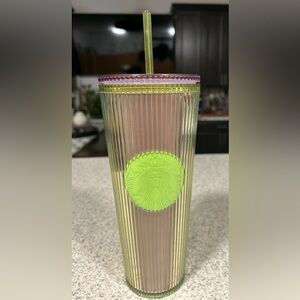 Starbucks 2023 Pleated Green Apple & Lilac Cold Cup